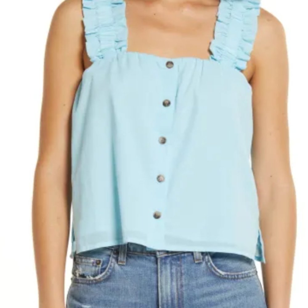 Ruffle Strap Cotton Tank Top - Picture 2 of 5